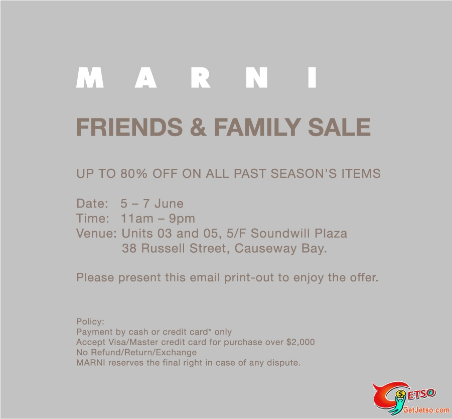 Marni Friends &Family Sale UP to 80%OFF (至6月5-7日)圖片1