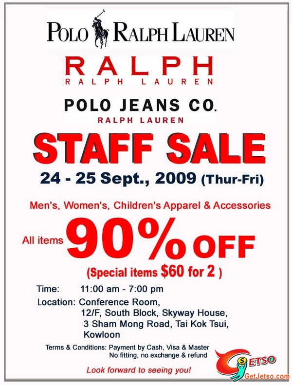 Polo Ralph Lauren 低至一折Staff Sale(9月24-25日)圖片1