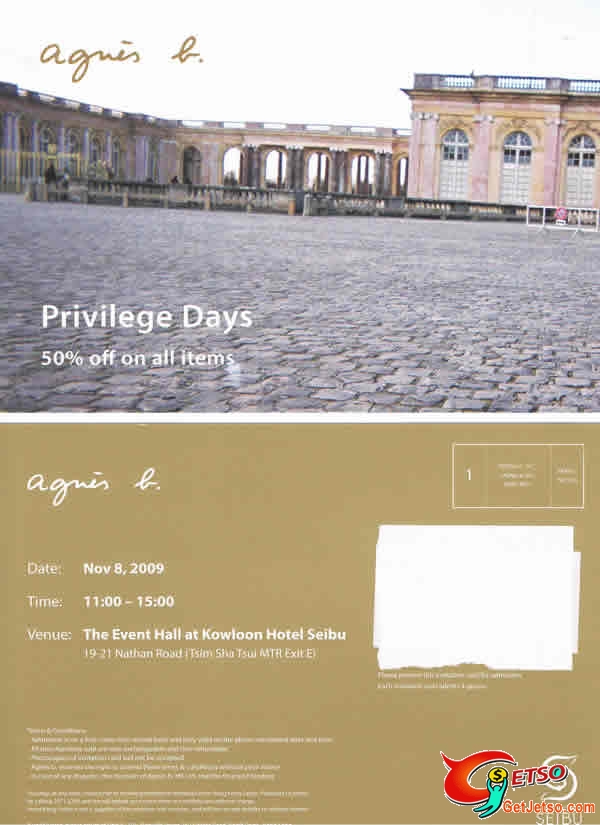 Agnie b.Privilege Days @ Kowloon Hotel Seibu(11月8日Sun)圖片1