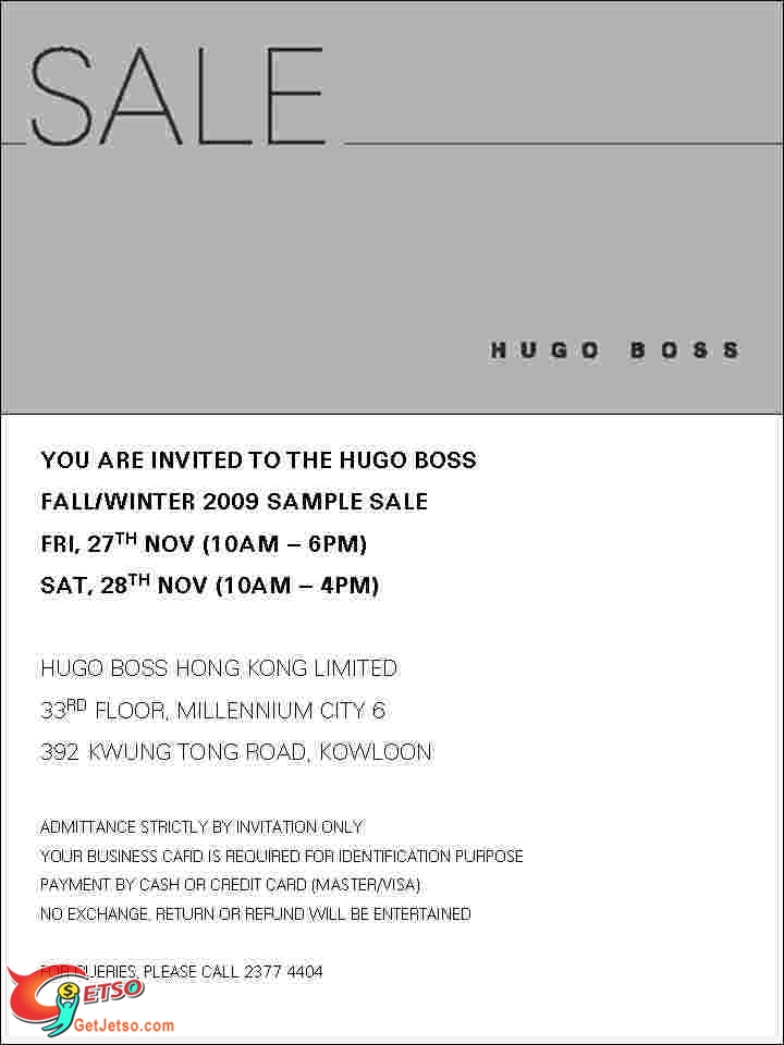 HUGO BOSS Fall Winter 2009 Sample Sale(至11月28日)圖片1