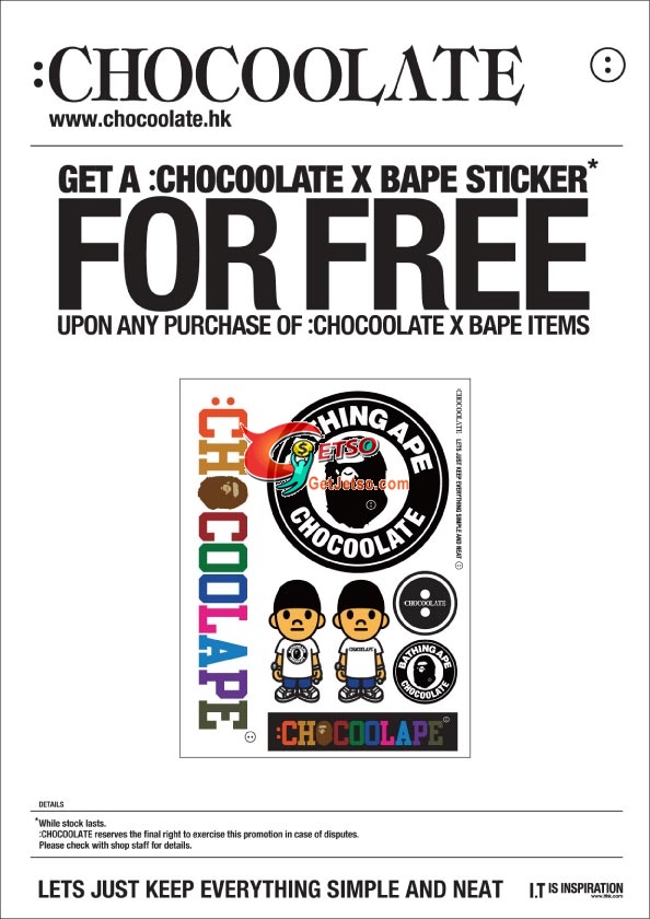 CHOCOOLATE X A BATHING APE STICKER FOR FREE UPON PURCHASE圖片1