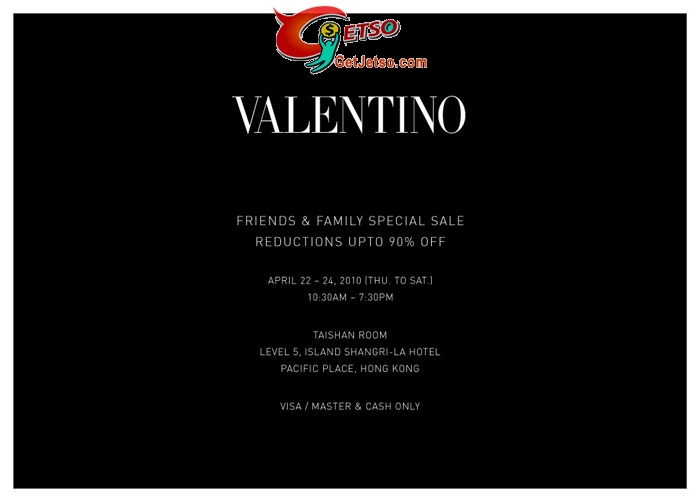 Valentino Friends &Family Sale低至1折開倉(10年4月22-24日)圖片1