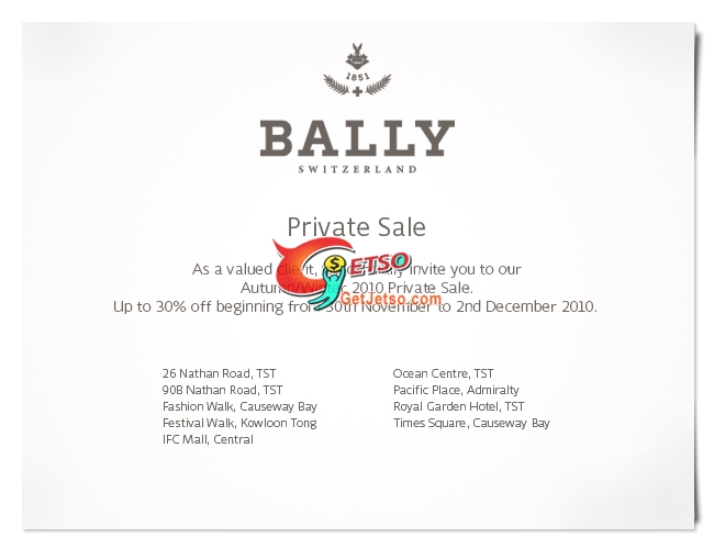 Bally低至7折開倉Private Sale(至10年12月2日)圖片1