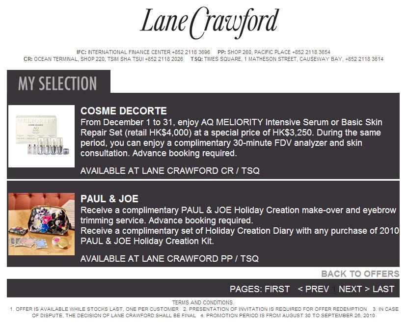 Lane Crawford special offers Dec 2010(至10年12月31日)圖片1