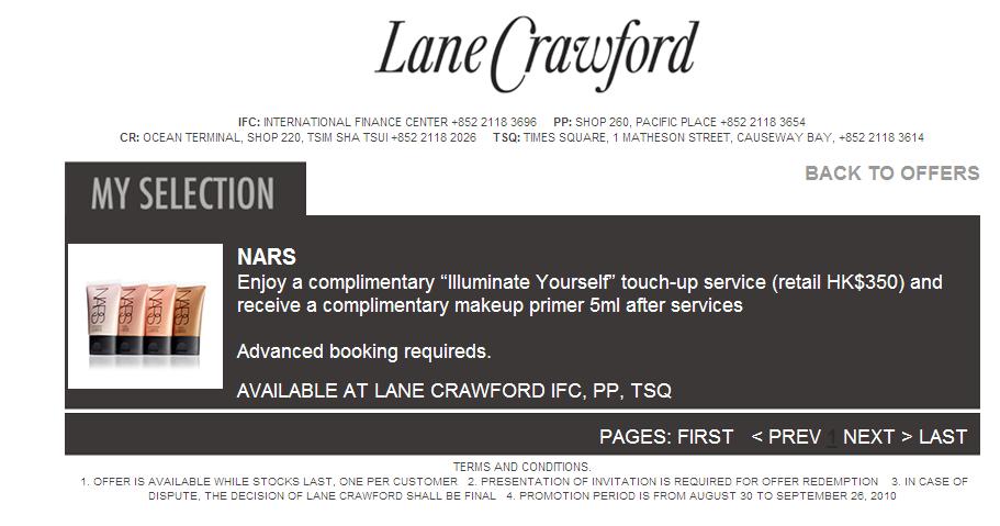 Bobbie Brown,Jo Malone,Nars samples @Lane Crawford(至11年3月31日)圖片1