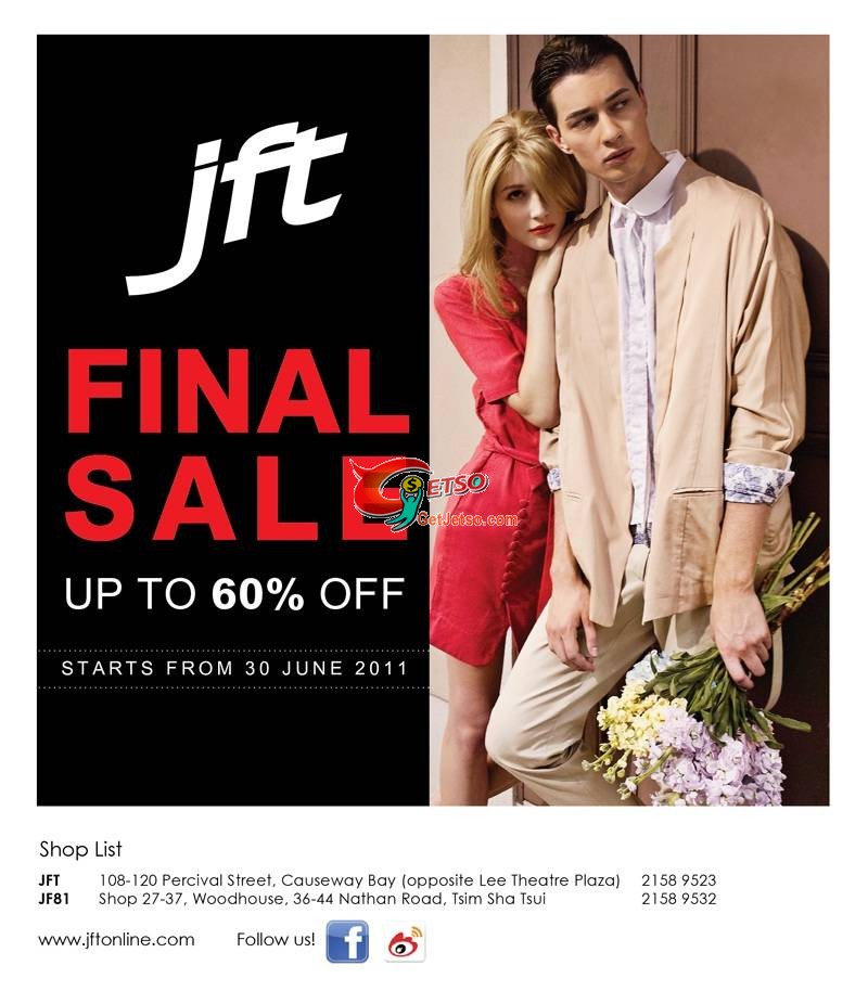 JFT Final Sale 低至4折優惠(至11年7月10日)圖片1