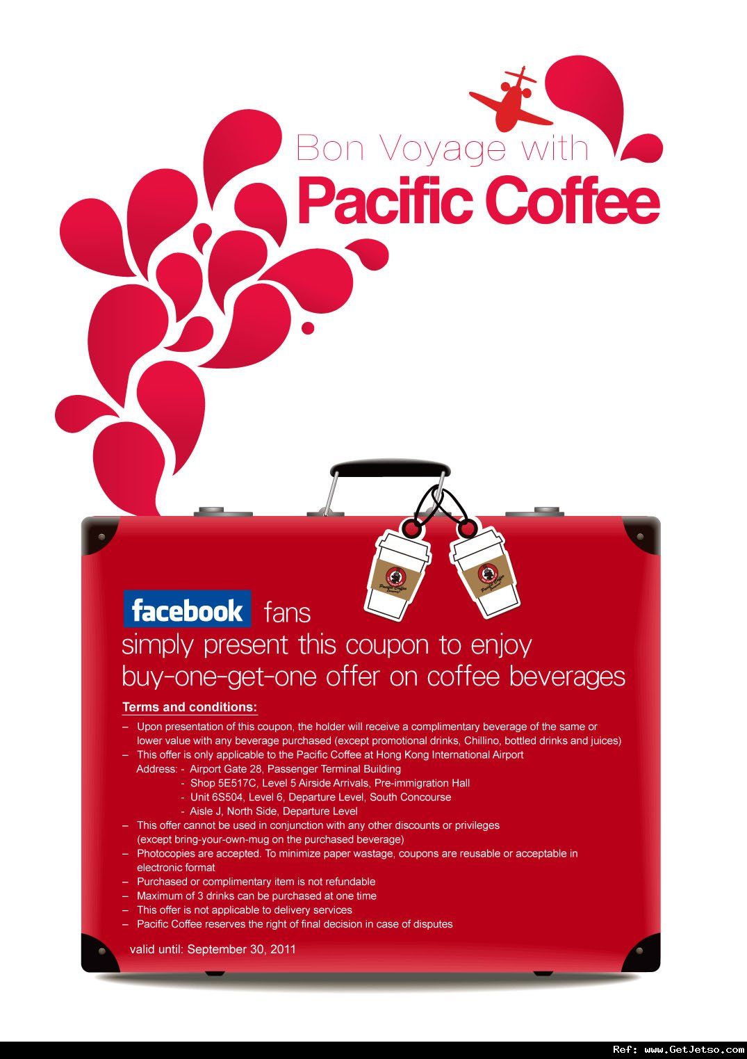 Pacific Coffee咖啡飲品買1送1優惠券@香港國際機埸(至11年9月30日)圖片1