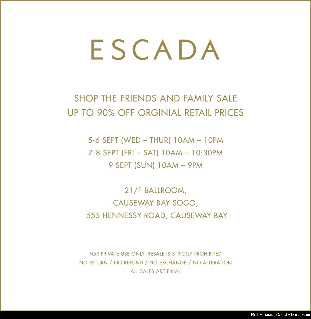 Escada Friends &Family低至一折開倉優惠(至12年9月9日)圖片1