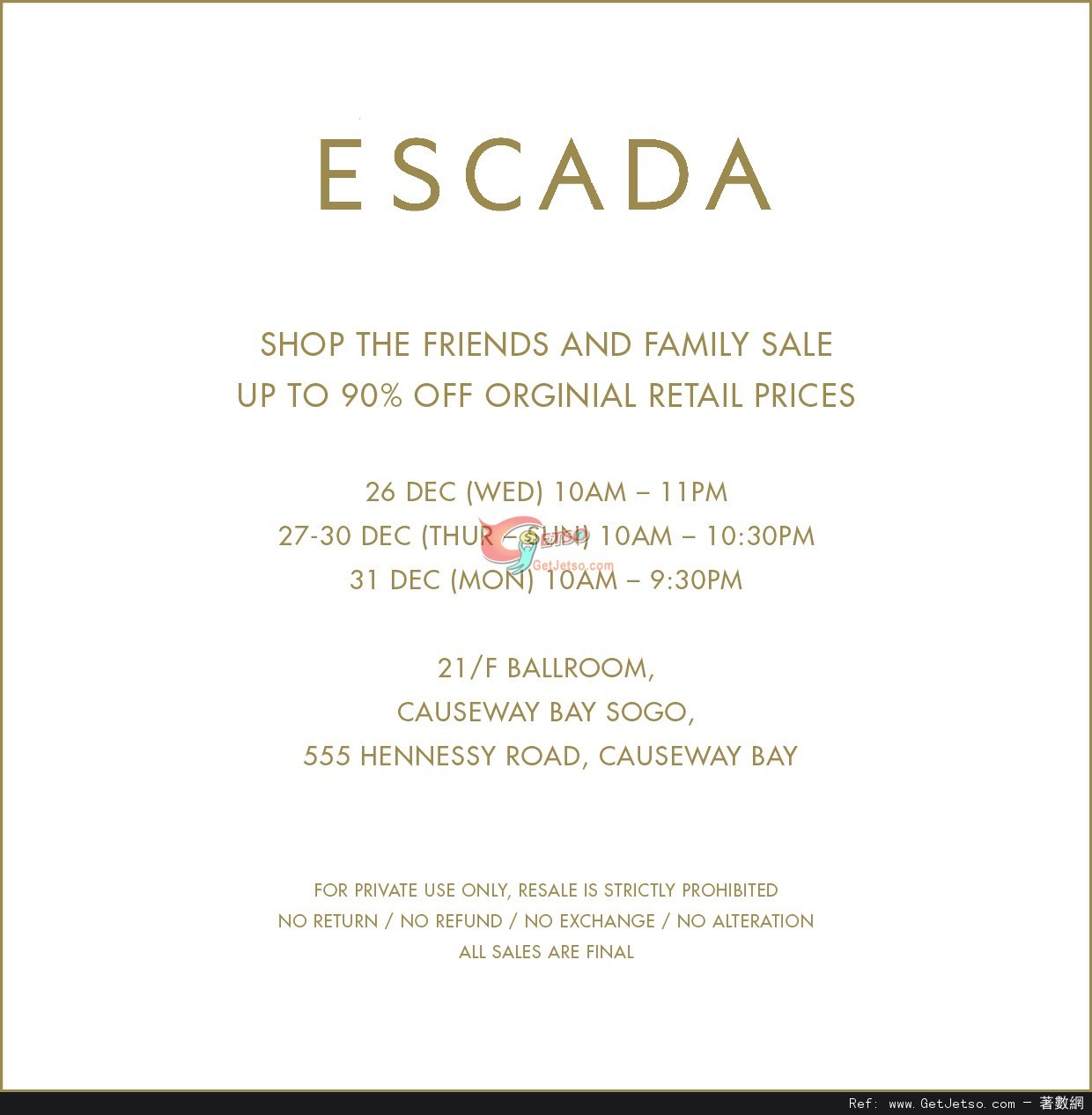 Escada Friends &Family Sale 低至1折開倉優惠(12年12月26-31日)圖片1