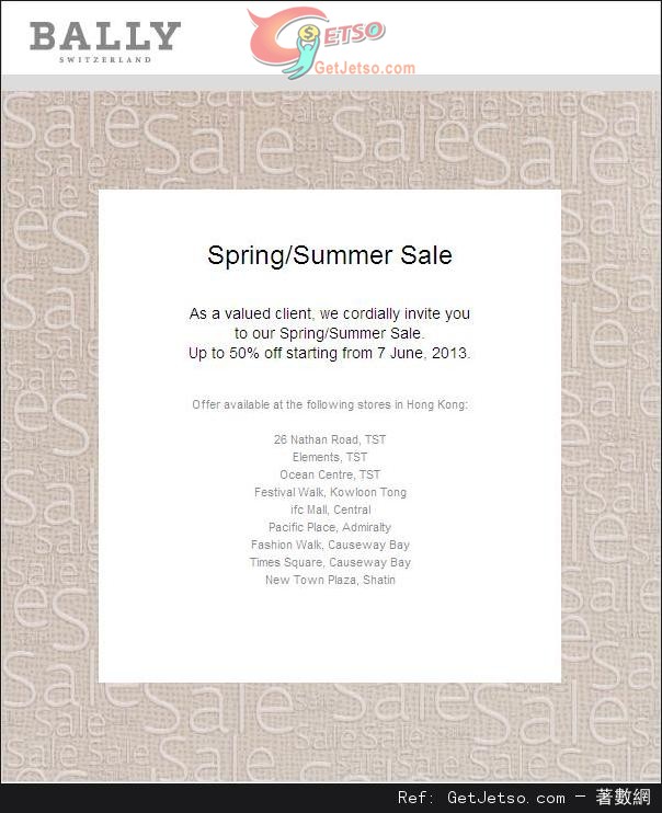 BALLY Spring/Summer Sale 低至半價優惠(至13年6月20日)圖片1