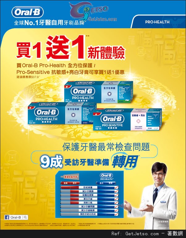 Oral-B 全方位保護/抗敏+亮白牙膏買1送1優惠(至14年2月20日)圖片1