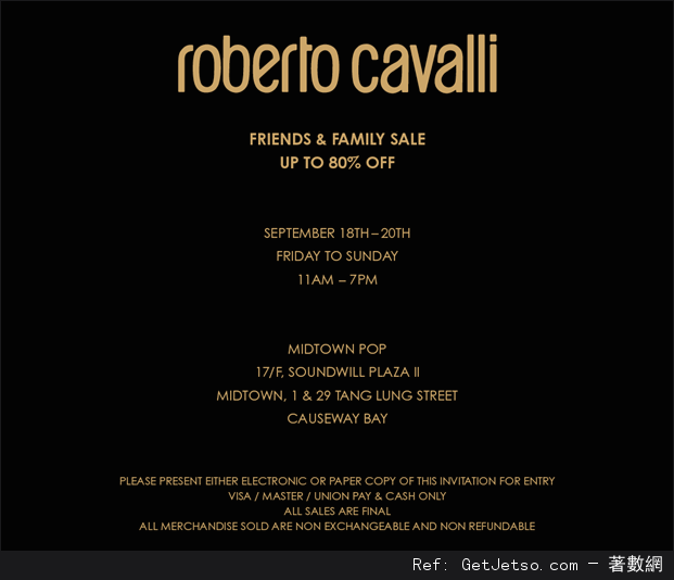 roberto cavalli Friends &Family Sale 低至2折開倉優惠(至15年9月20日)圖片1