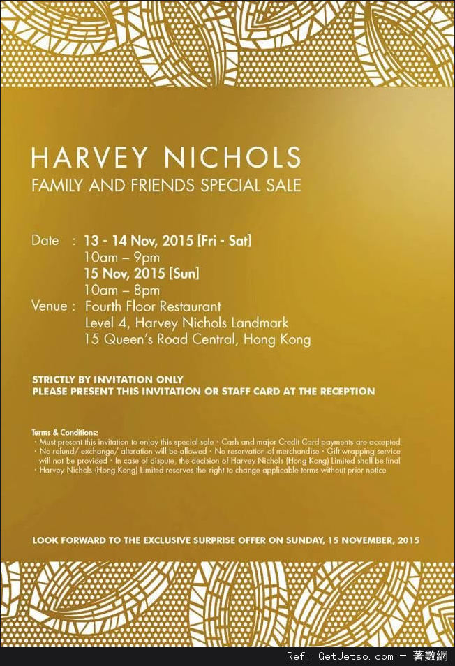 Harvey Nichols Family and Friends Special Sale開倉優惠(至15年11月13-15日)圖片1