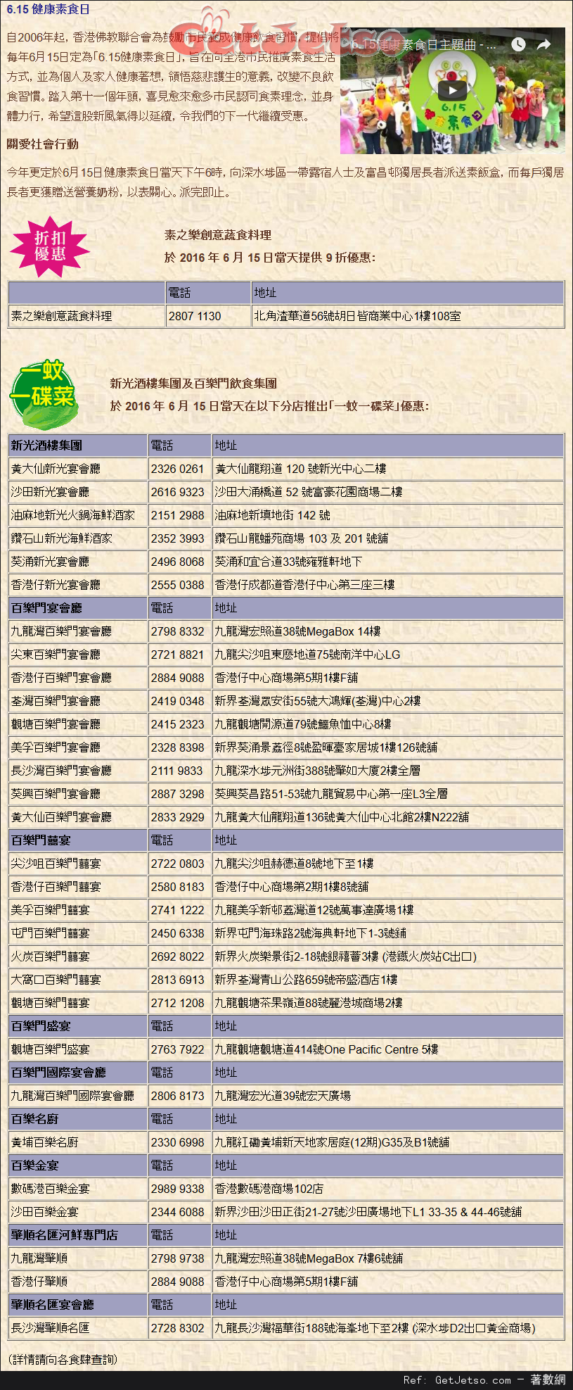 「6.15健康素食日」指定食肆一蚊一碟菜優惠(16年6月15日)圖片2