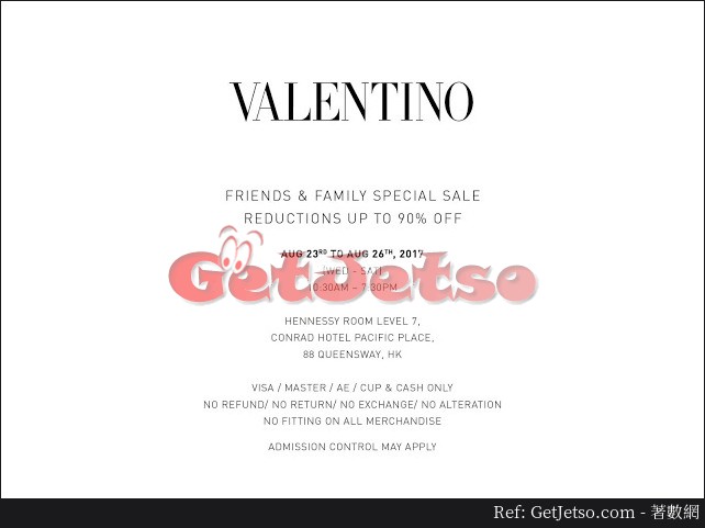 Valentino 低至1折Friends & Family Sale 開倉優惠(17年8月23-26日)圖片1