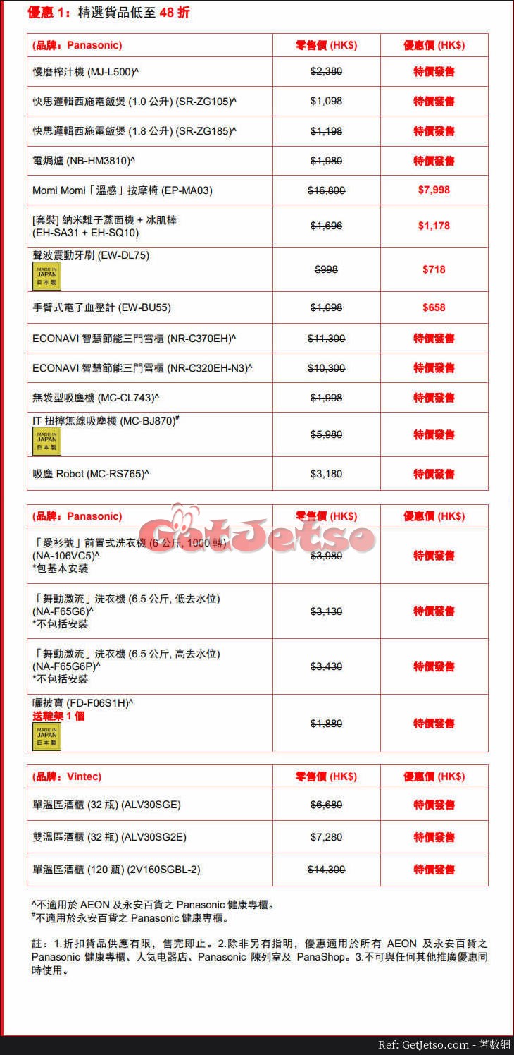 Panasonic 低至48折優惠@東亞信用卡(至17年10月31日)圖片2