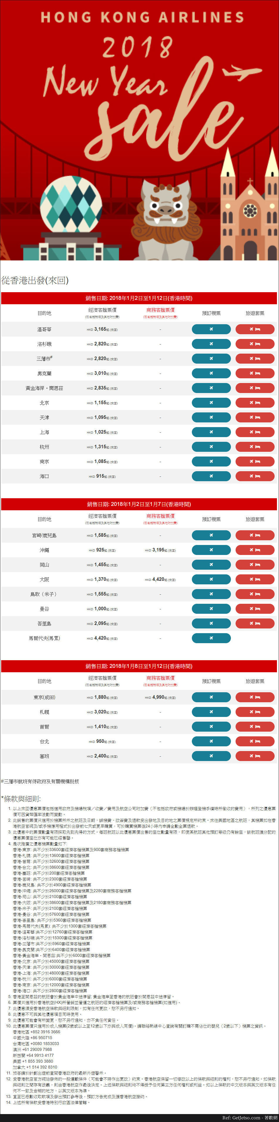 低至0飛東京、札幌、首爾、台北、洛杉磯、三藩市機票優惠@香港航空(18年1月8-12日)圖片1