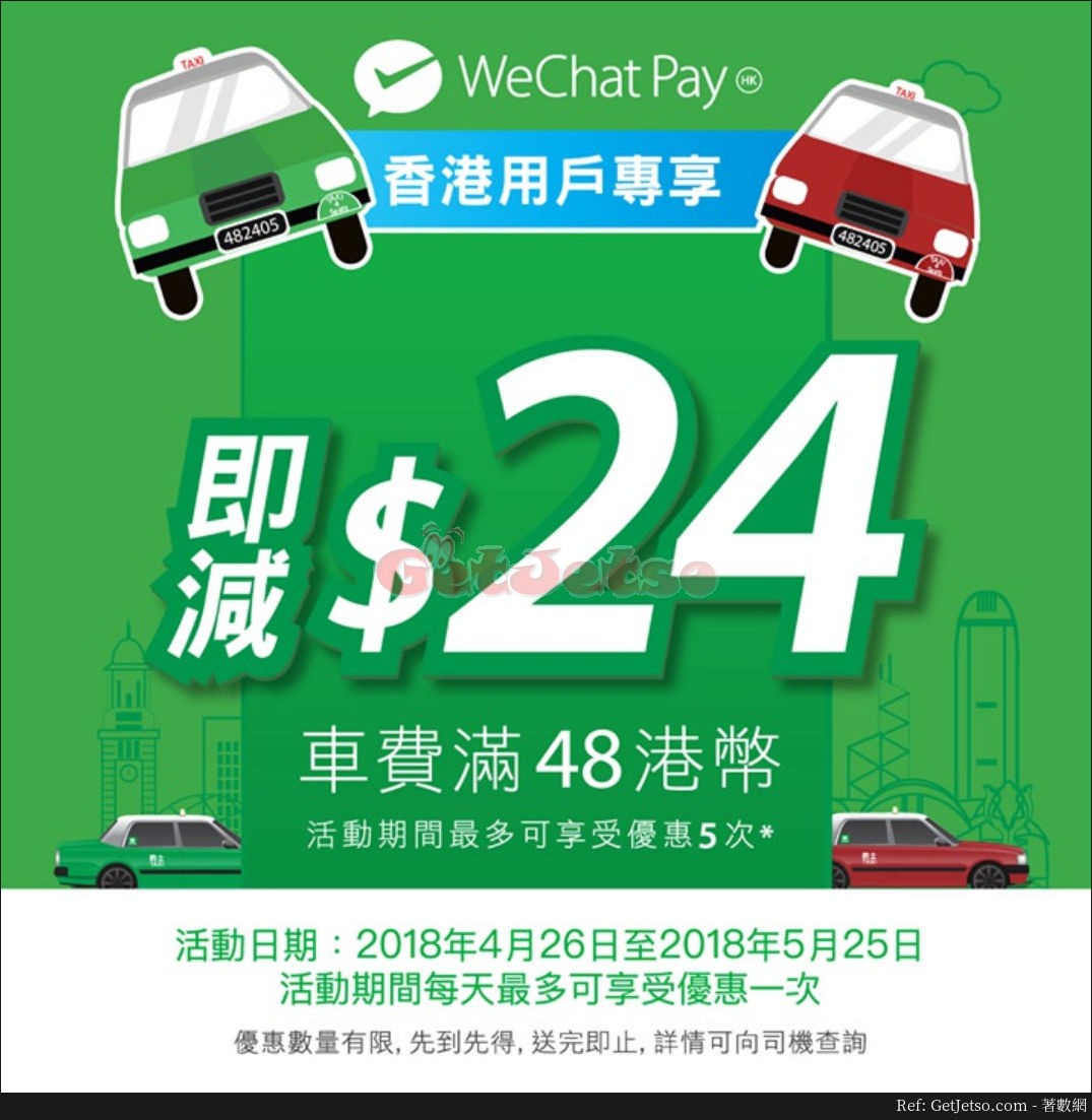 用WeChat Pay HK 搭的士，車費滿即減(至18年5月25日)圖片1