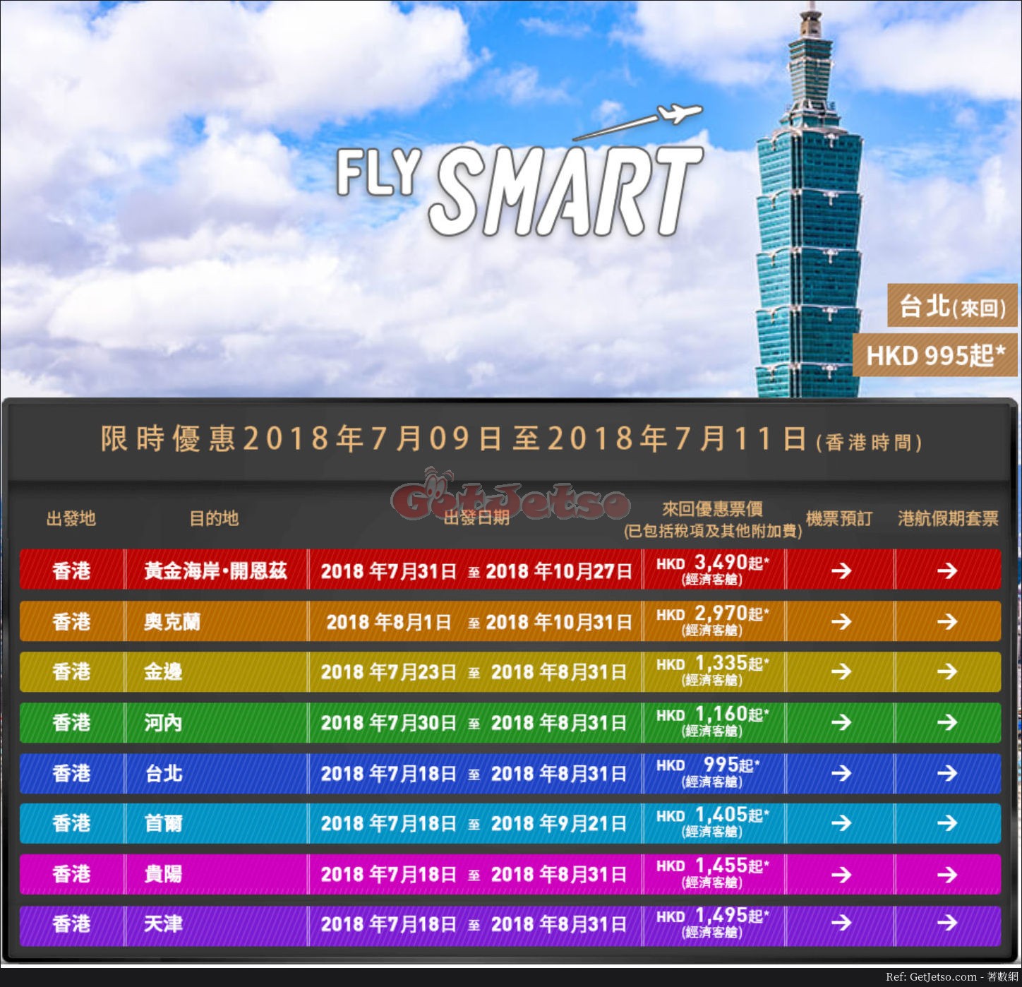 香港航空低至5來回機票優惠(至18年7月11日)圖片1