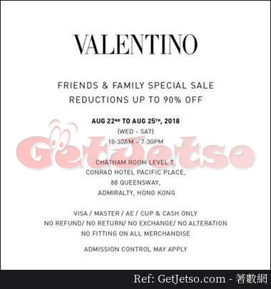 Valentino 低至1折Friends & Family Sale 開倉優惠(18年8月22-25日)圖片1