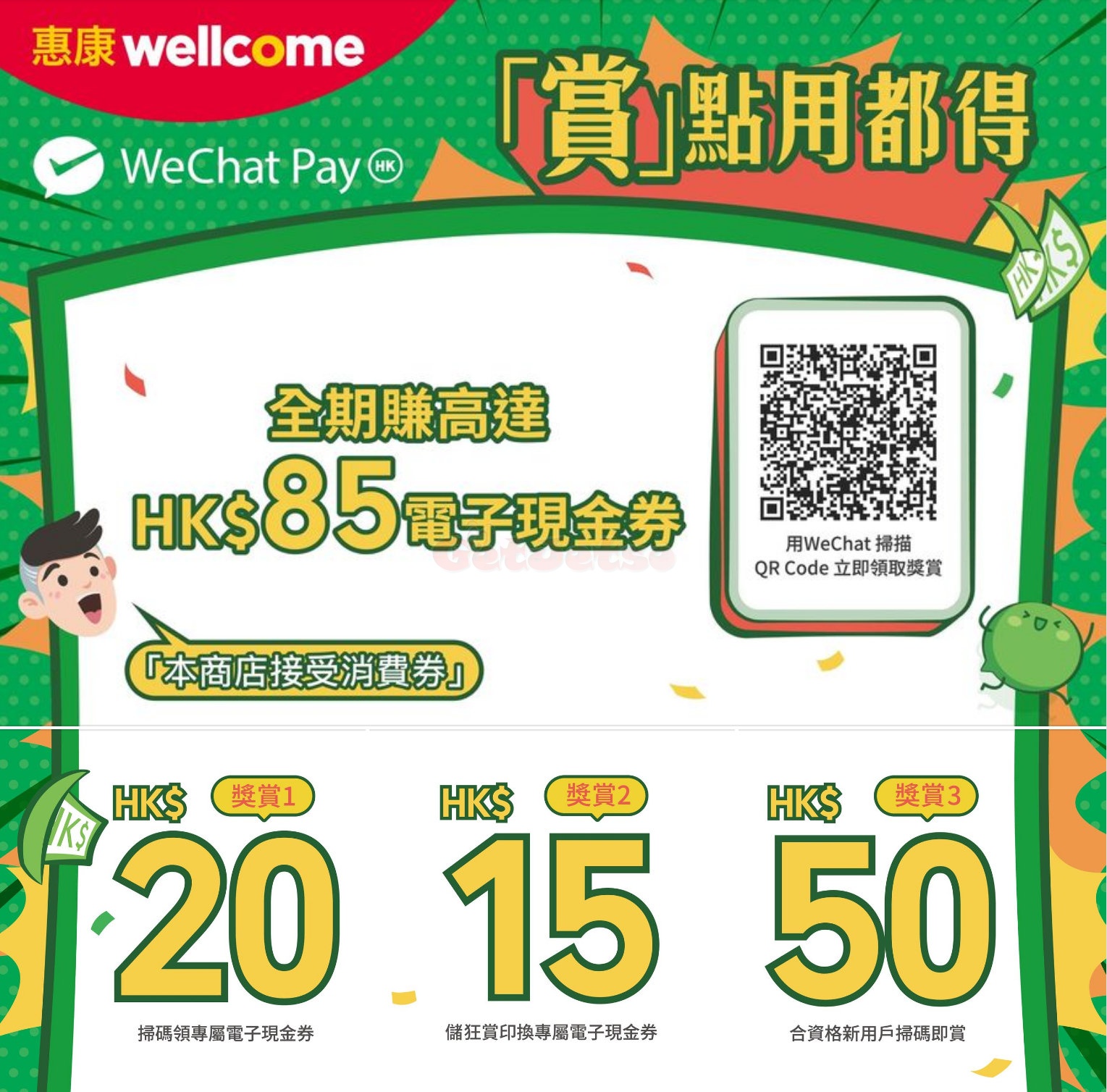 惠康掃QR Ccode 送現金券優惠@WeChat Pay(至22年7月14日)圖片1