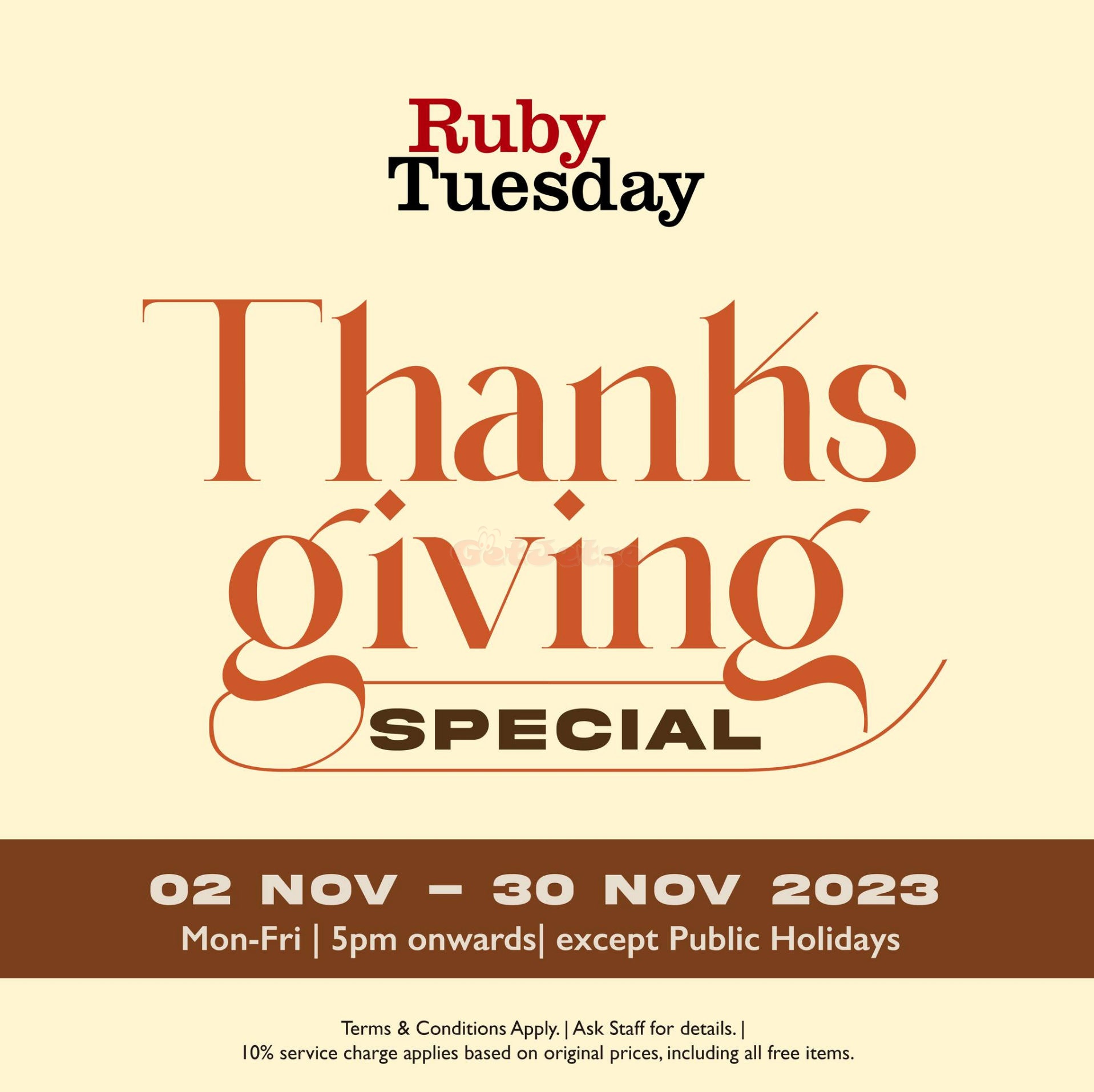 Ruby Tuesday：11月感恩祭優惠(至23年11月30日)圖片1